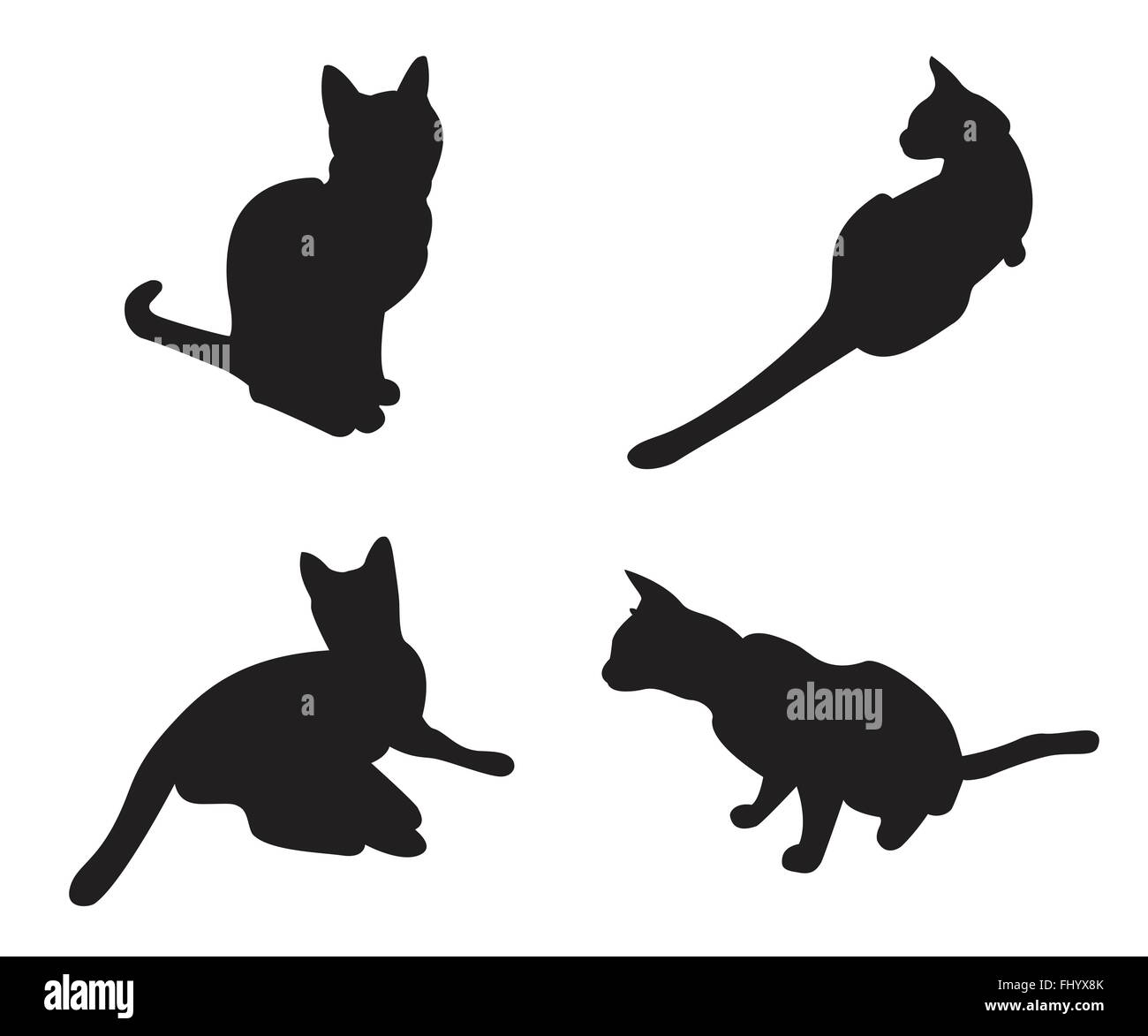 Set of cats Silhouettes isolated on a white background Stock Vector ...