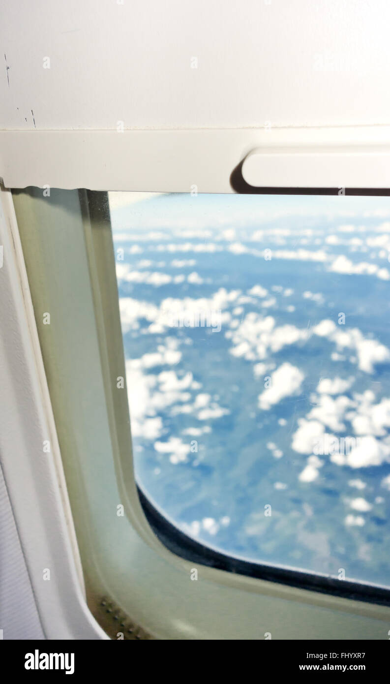 view through an airplane window Stock Photo