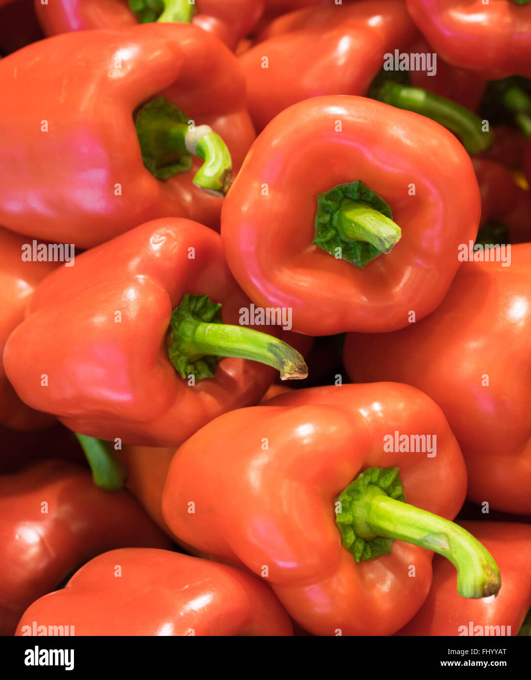 Red bell peppers (capsicum) background Stock Photo