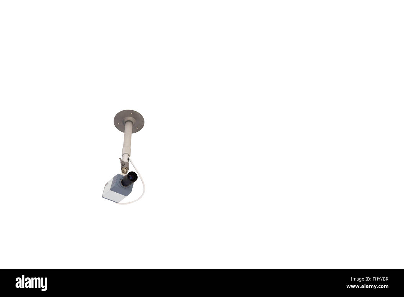 Security camera on the roof with copy space, clipping path included, isolated on white background Stock Photo