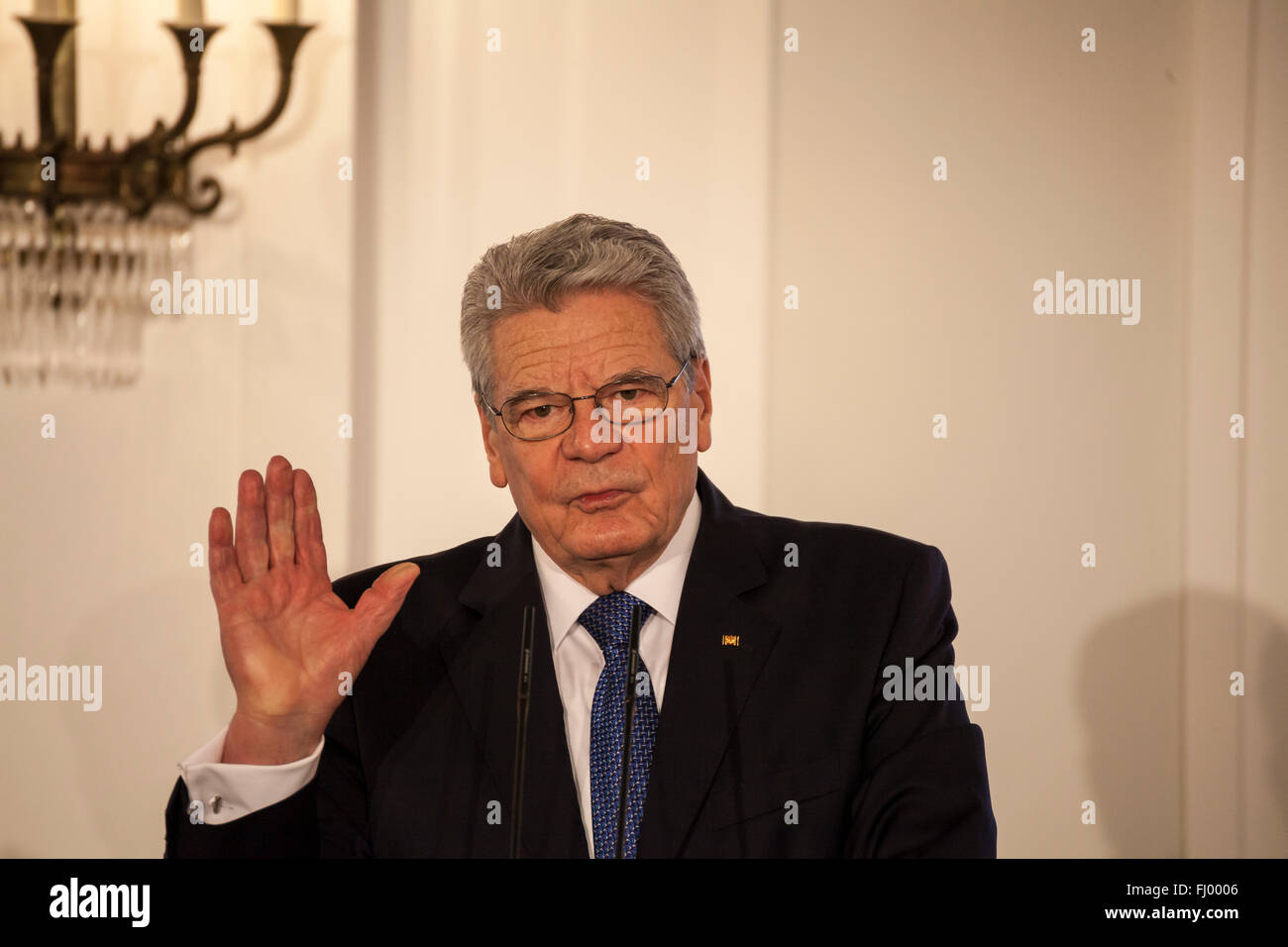 German federal president Joachim Gauck in castle Bellevue at 26th of February 2016 Stock Photo