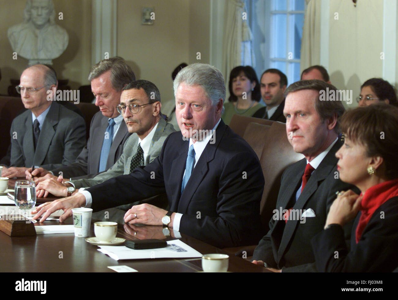United States President Bill Clinton Makes Remarks During A