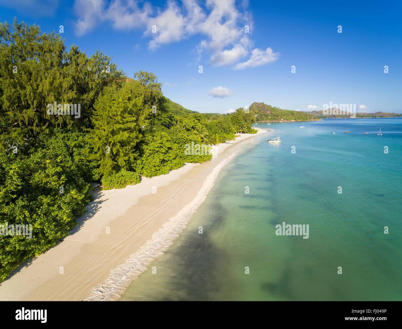 Seychelles, Praslin, Anse Lazio, aerial view Stock Photo