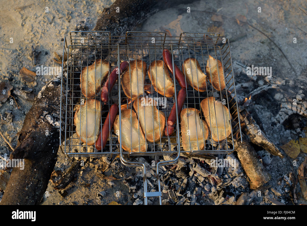 White bread toasted on an outdoor grill Stock Photo Alamy