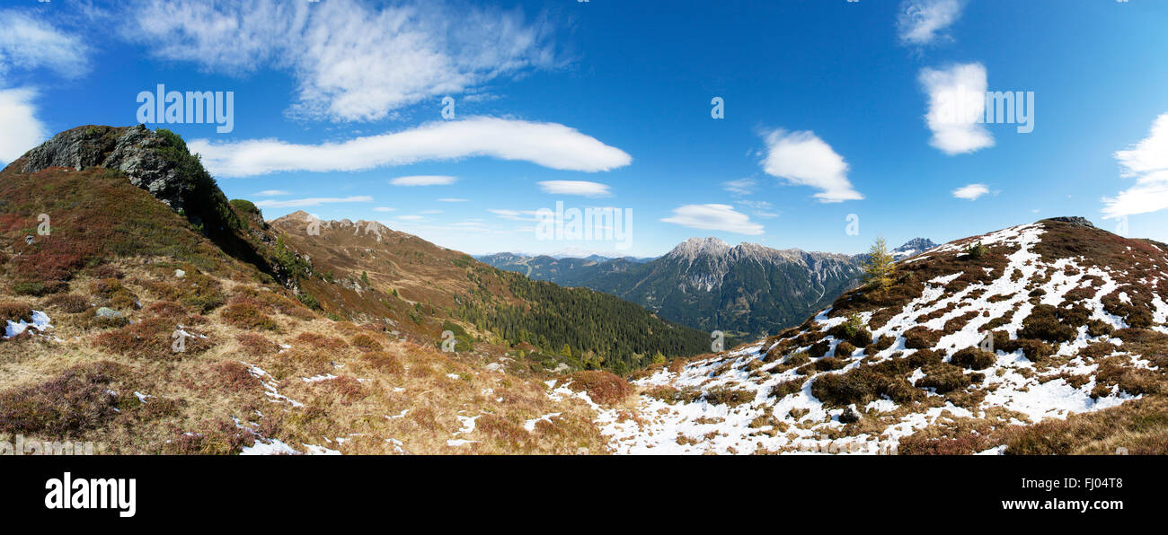 Austria, Pongau,Grossarl Valley, View of Ellmau valley, Radstaetter Tauern, Panorama Stock Photo