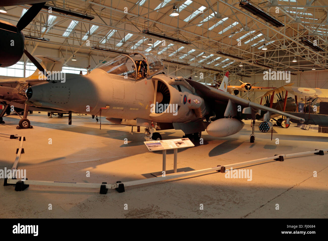 The BAe Harrier GR.9 (Harrier jump jet) on display at the RAF Museum at RAF Cosford, Shropshire, UK. Stock Photo