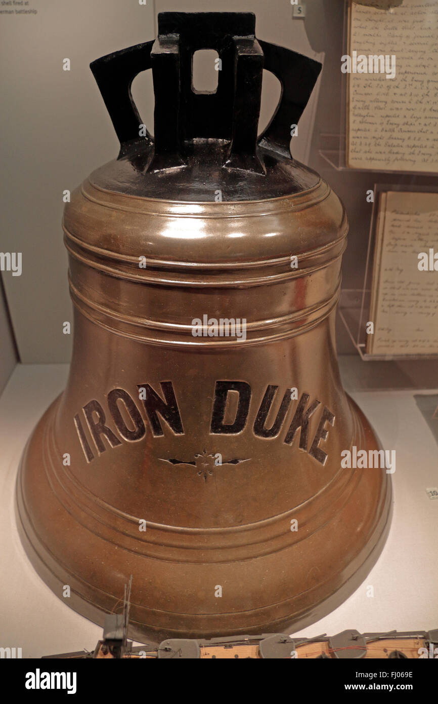 The ships bell from HMS Iron Duke on display in the Imperial War Museum