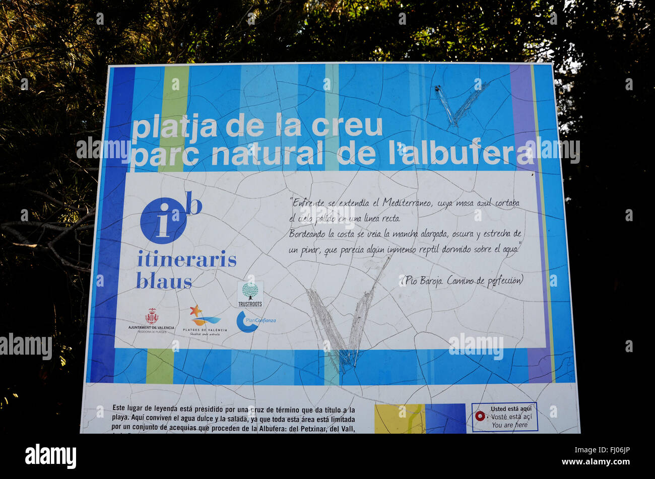 info board at L'Albufera, nature reserve near Valencia Spain Stock Photo