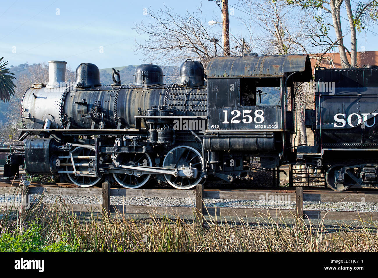 SP 1258 0-6-0 Steam Locomotive on display in Martinez, California