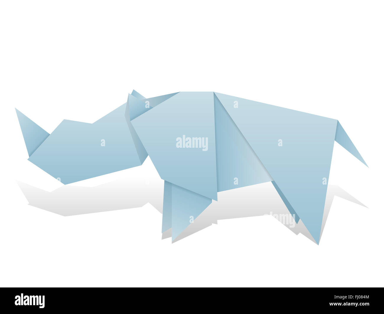 Origami Rhinoceros On A White Background Stock Photo