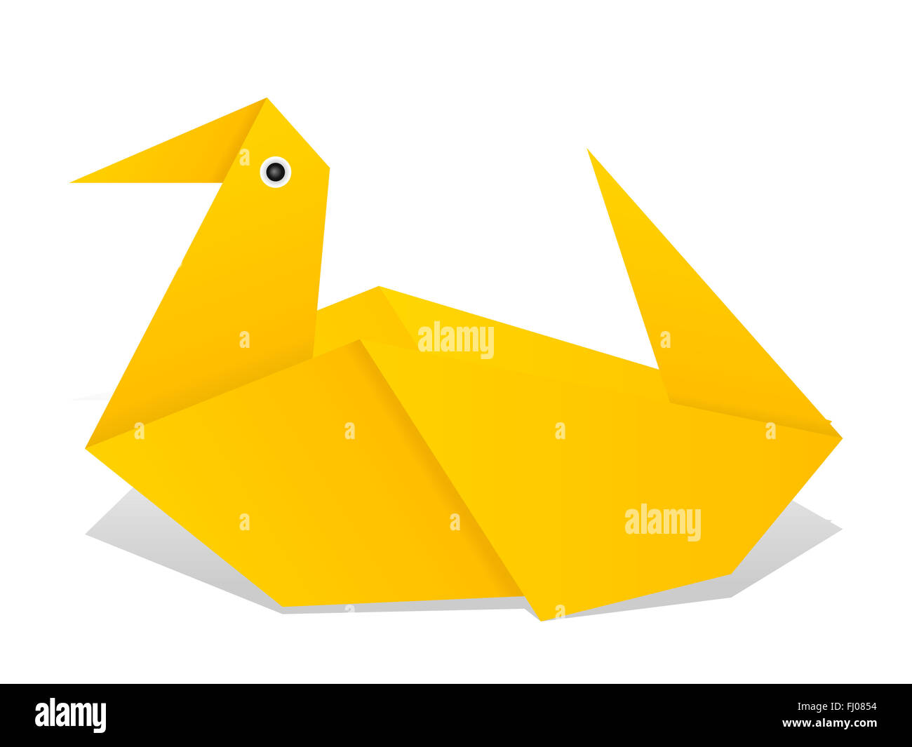 Paper Duck Folded from Old Paper Isolated on White Background with