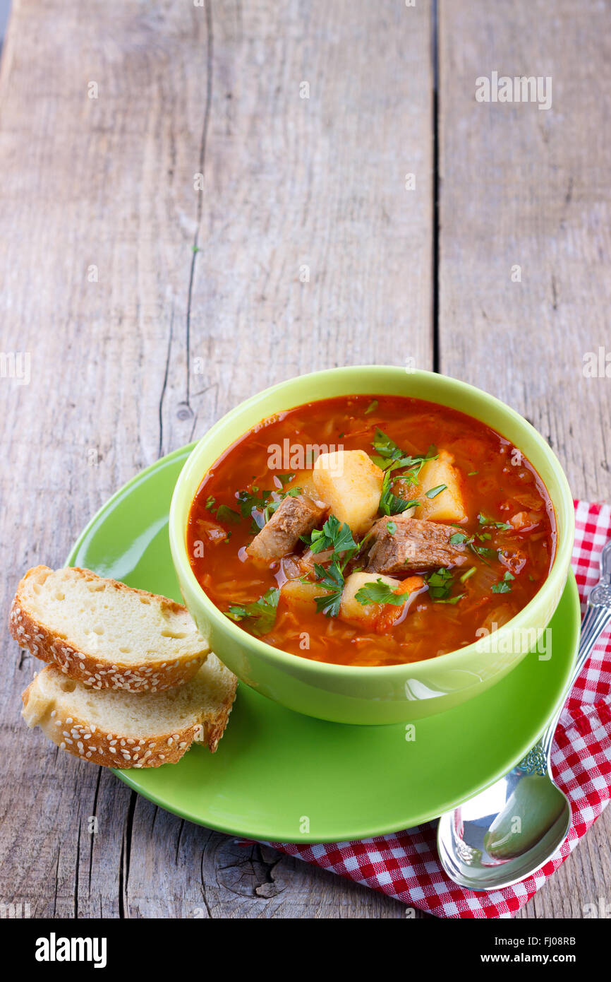 Traditional Ukrainian cabbage soup called borscht Stock Photo - Alamy