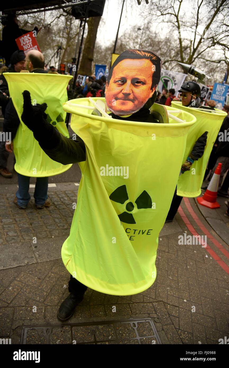 CND Anti Trident Protest, London, UK, protester dressed as David Cameron, Stock Photo