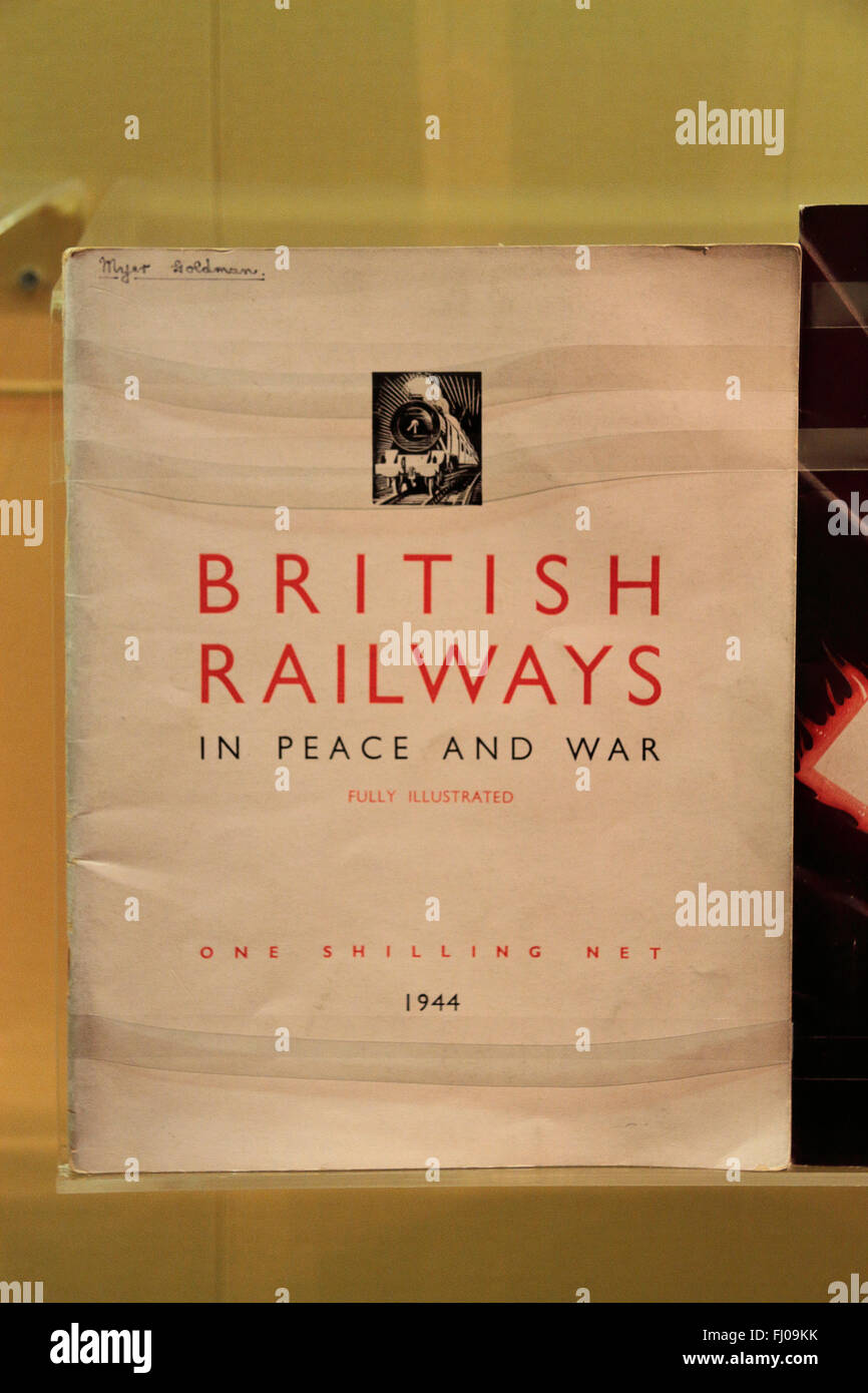 Government War time information booklet on the British Railways, Imperial War Museum North, Salford Quays, Manchester, UK. Stock Photo