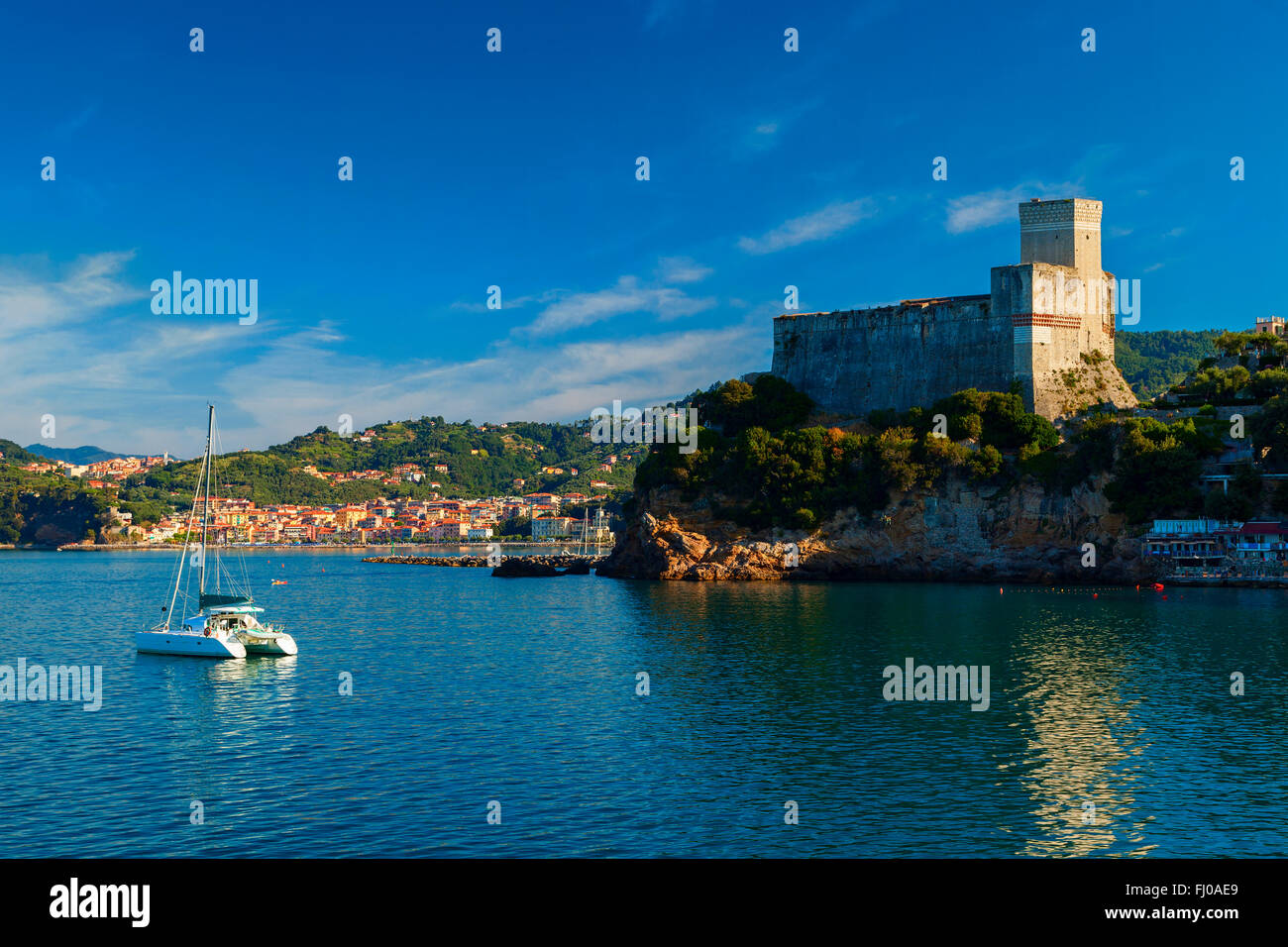 beautiful lerici castle view in the summer Stock Photo