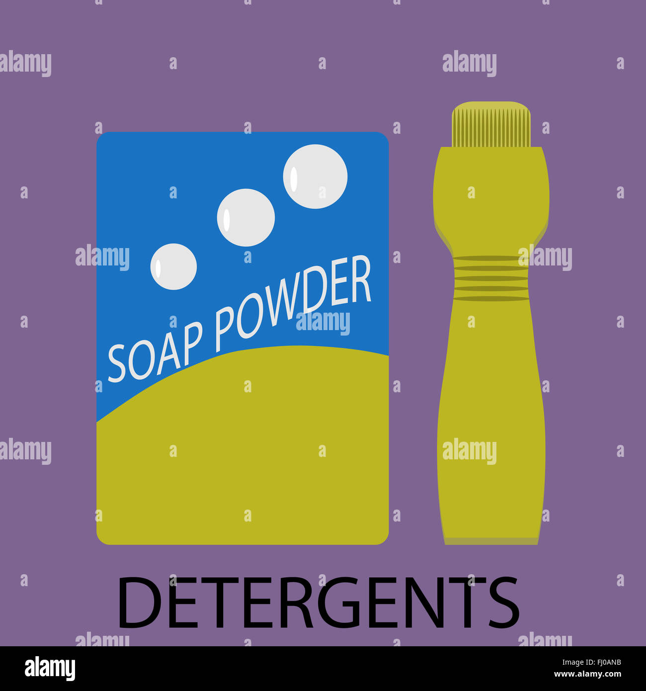 Detergents icon flat design. Detergent powder, detergent box, soap and