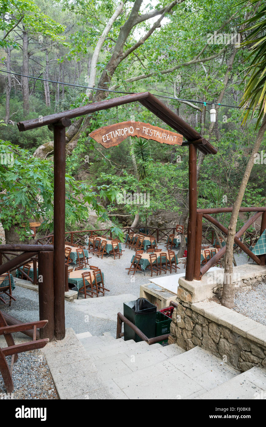 Restaurant, Seven Springs, Rhodes, Greece Stock Photo - Alamy
