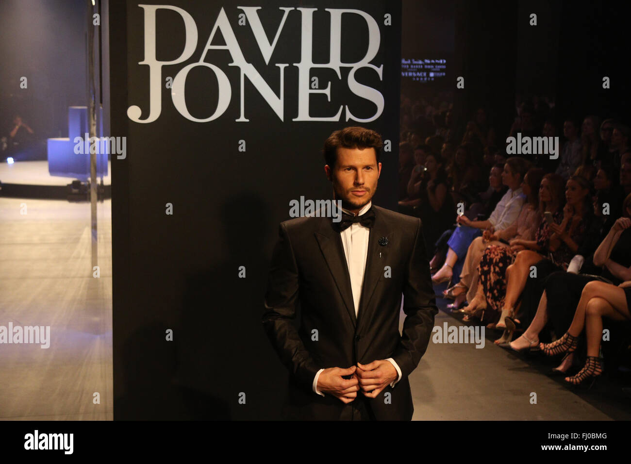 Sydney, Australia. 3 February 2016. Model Jason Dundas wearing Versace in the David Jones Autumn/Winter 2016 Collection Launch. Stock Photo