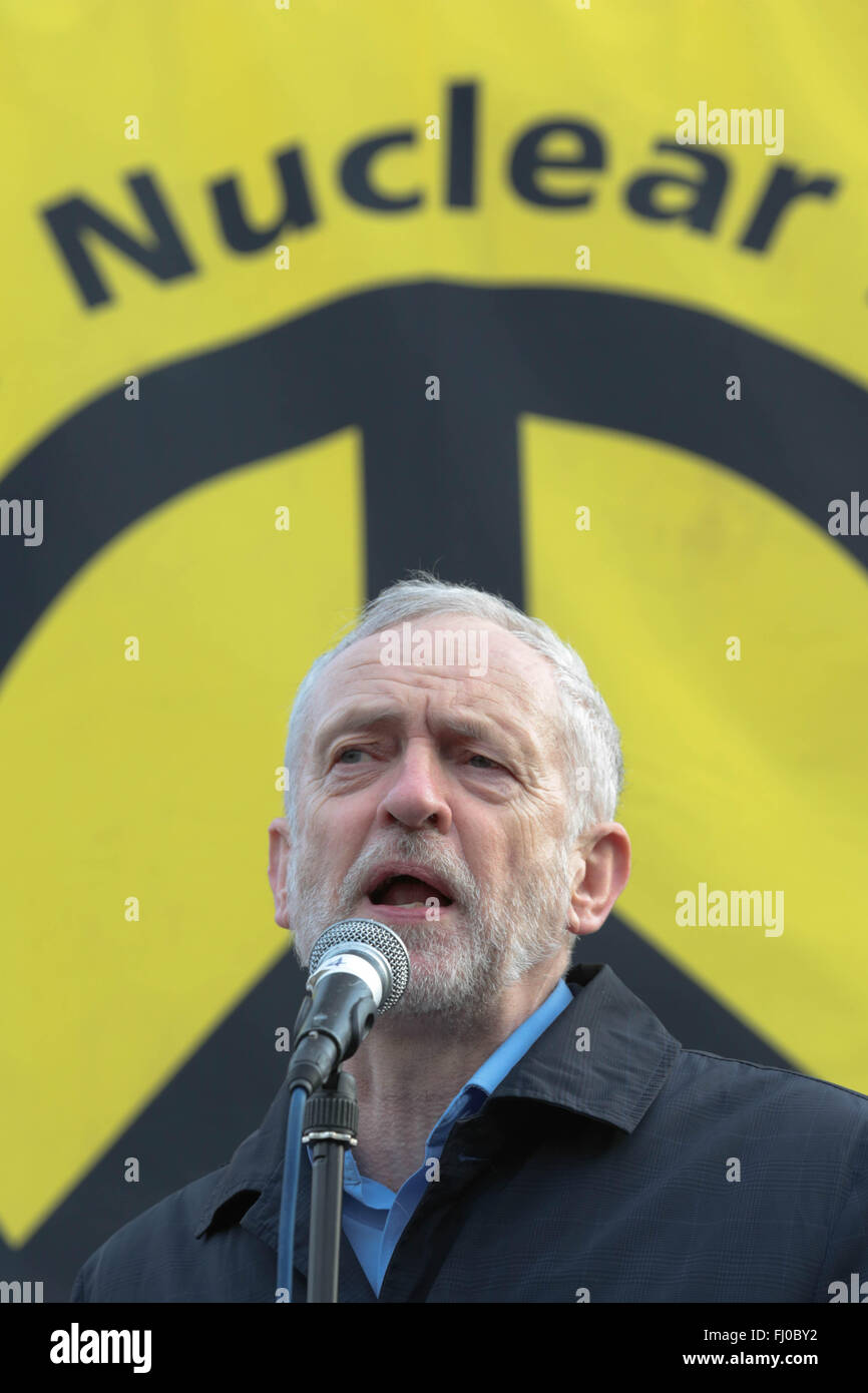 London, UK, 27th Feb, 2016.  Jeremy Corbyn address largest anti-Trident demonstration. Credit:  Thabo Jaiyesimi/Alamy Live News Stock Photo