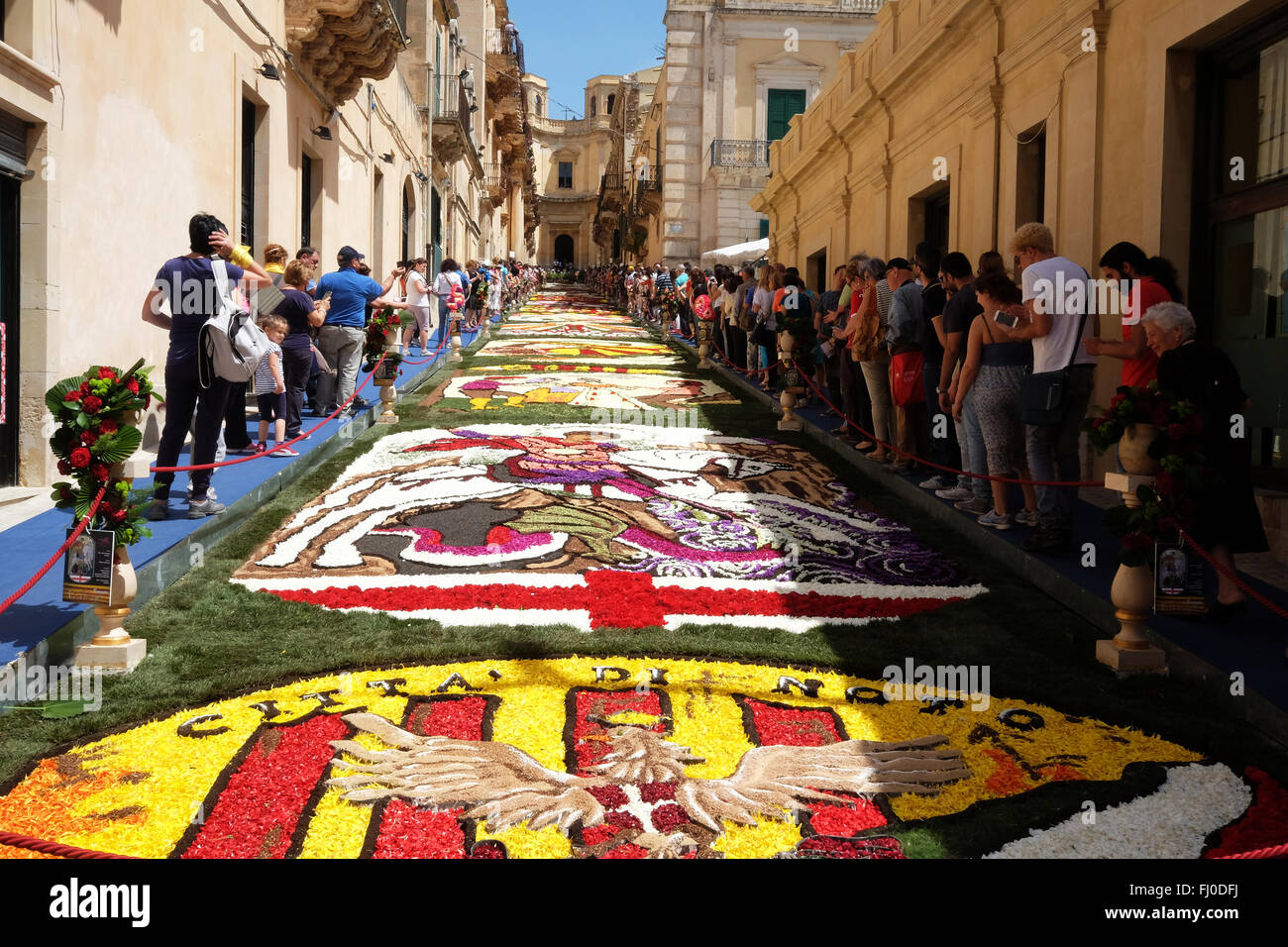 The Infiorata flower festival in Noto, via Nicolaci,Noto, Sicily, Italy