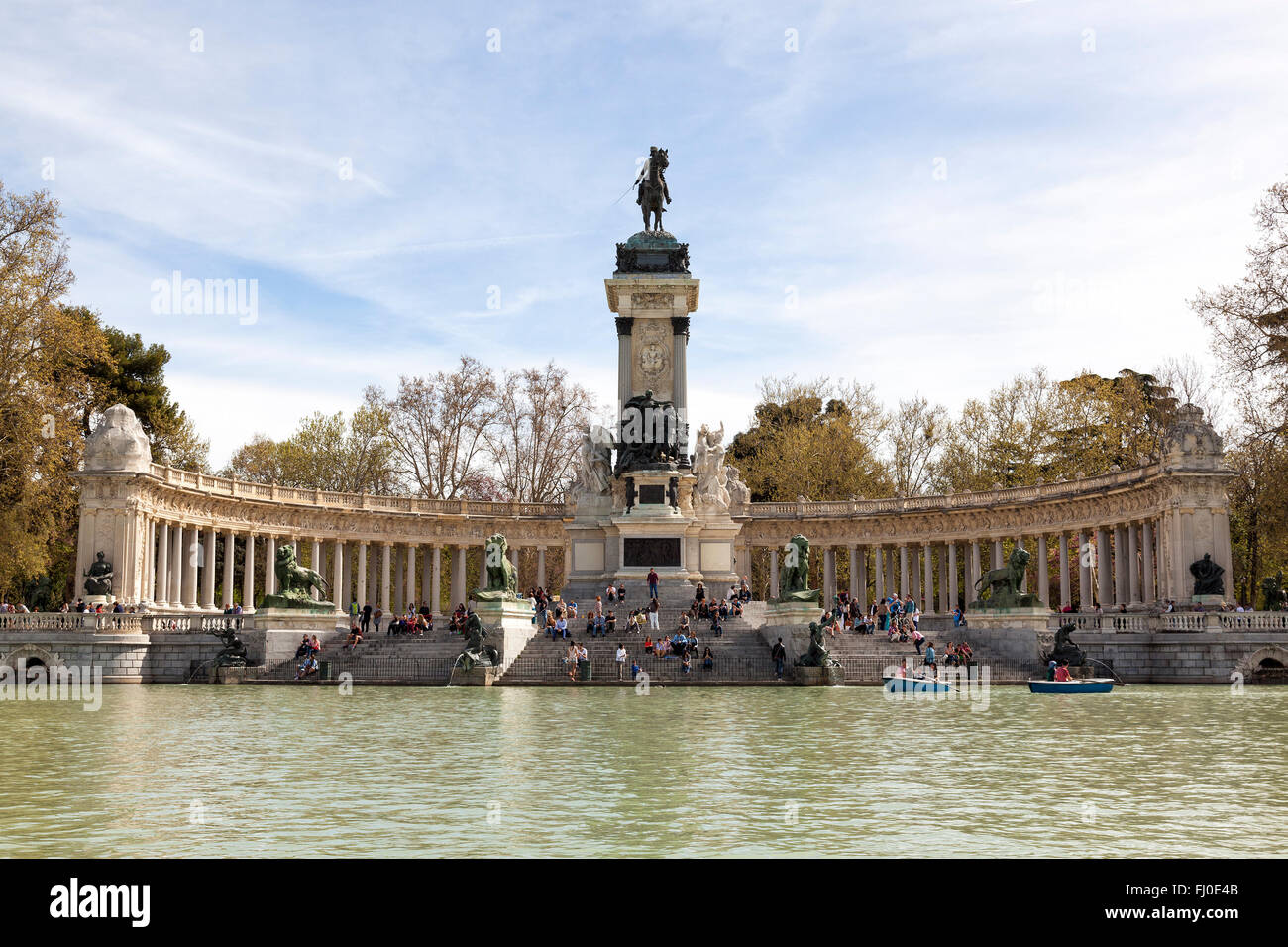 Monument to Alfonso XII in Buen Retiro Park, Madrid, Spain Stock Photo