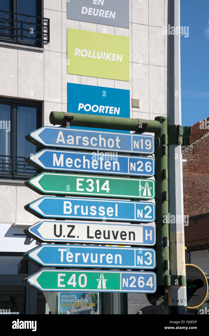 Belgian City Traffic Sign, Leuven, Belgium Stock Photo Alamy
