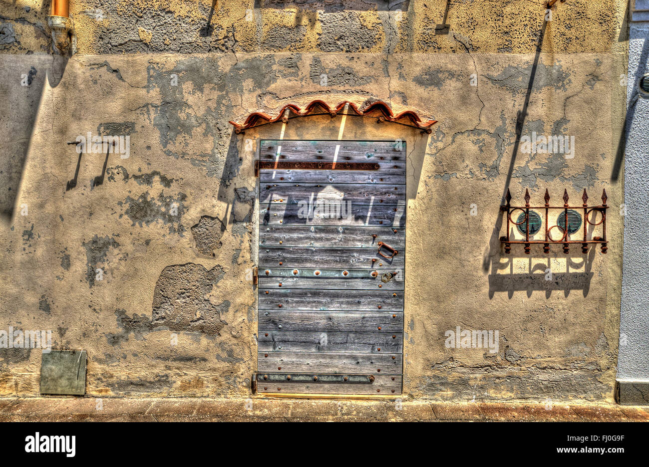 wooden door in Alghero old town, Sardinia Stock Photo