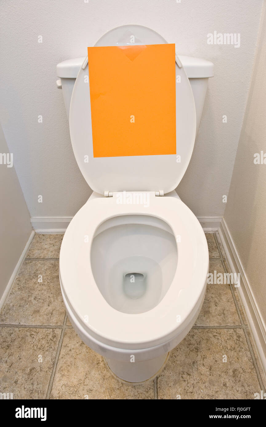 Blank Sign On Toilet Stock Photo