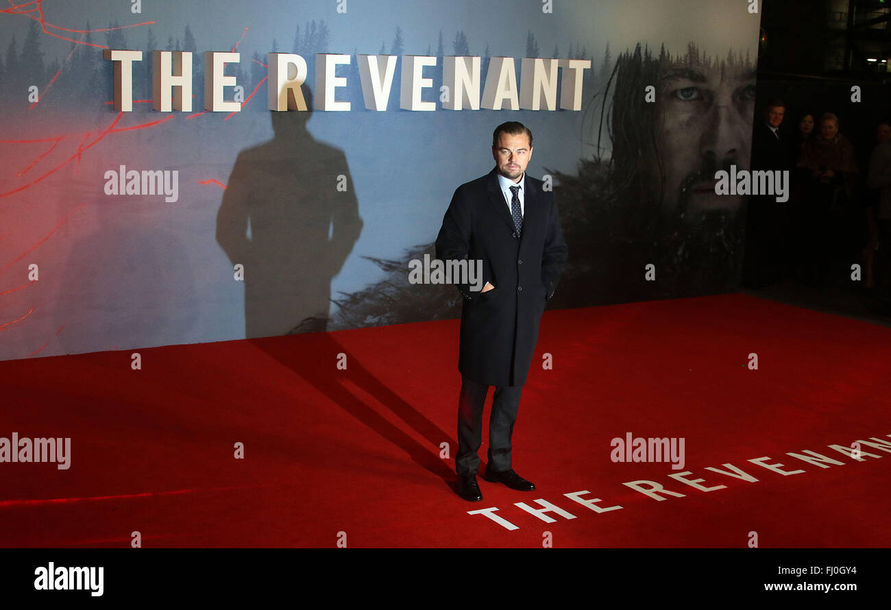 January 12, 2016 - Leonardo DiCaprio attending The Revenant' UK Premiere at Empire Cinema, Leicester Square, London, UK. Stock Photo