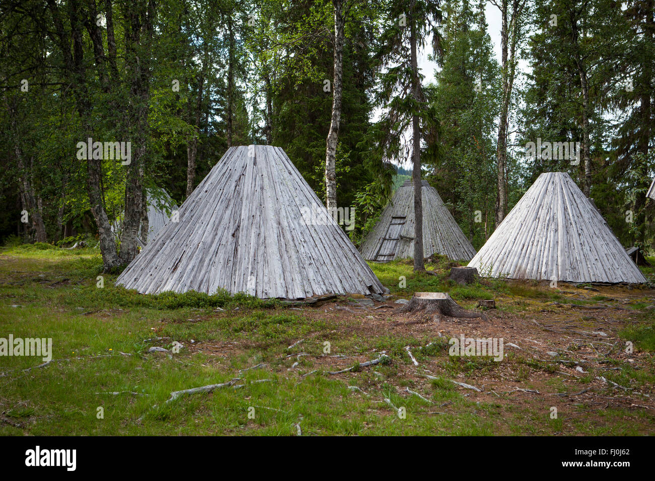 Picture of Sami buildings in Sapmi, Swedish Lapland Stock Photo