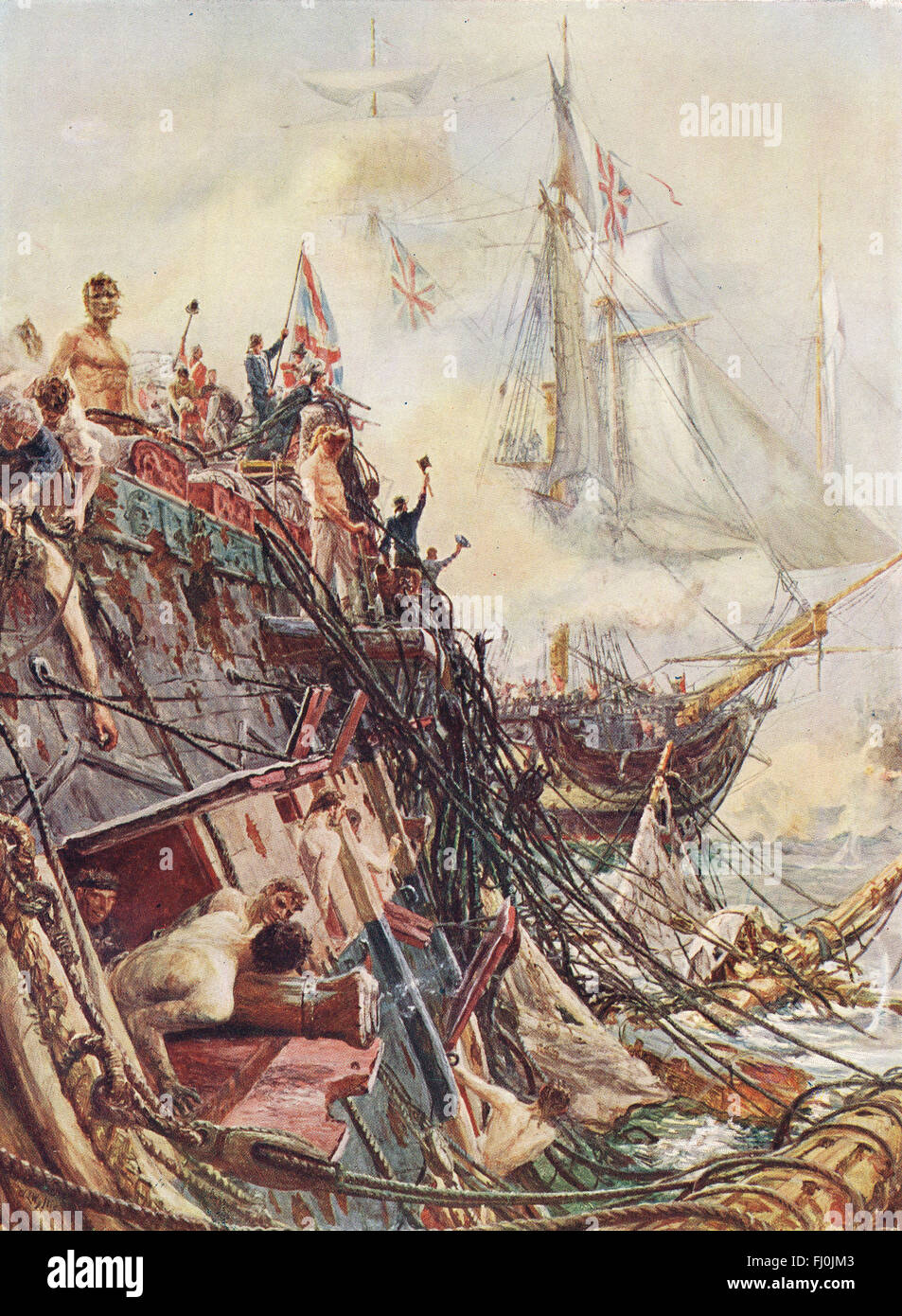 Battle of Trafalgar 1805  HMS Belleisle, crippled but unconquered, Stock Photo