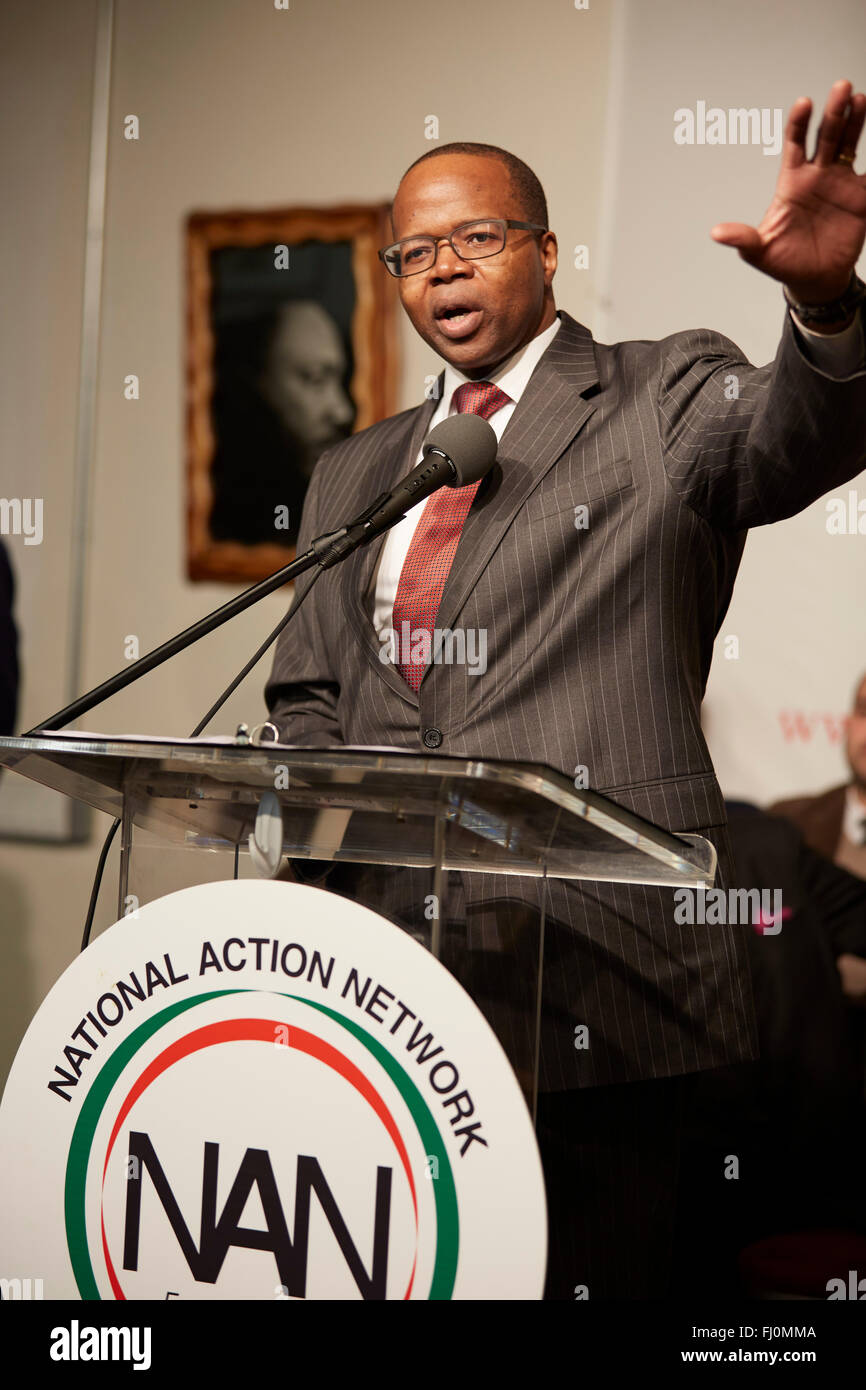 Ken Thompson, Brooklyn DA speaks at Martin Luther King Jr. day at NA House of Justice Harlem Stock Photo