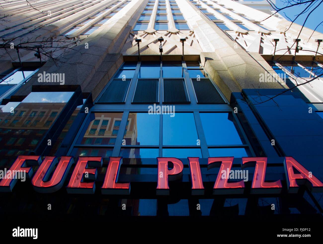 Fuel pizza in uptown Charlotte, NC Stock Photo