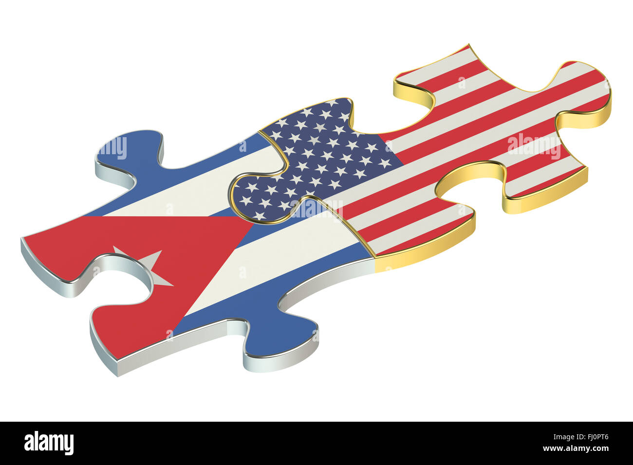 USA and Cuba puzzles from flags Stock Photo
