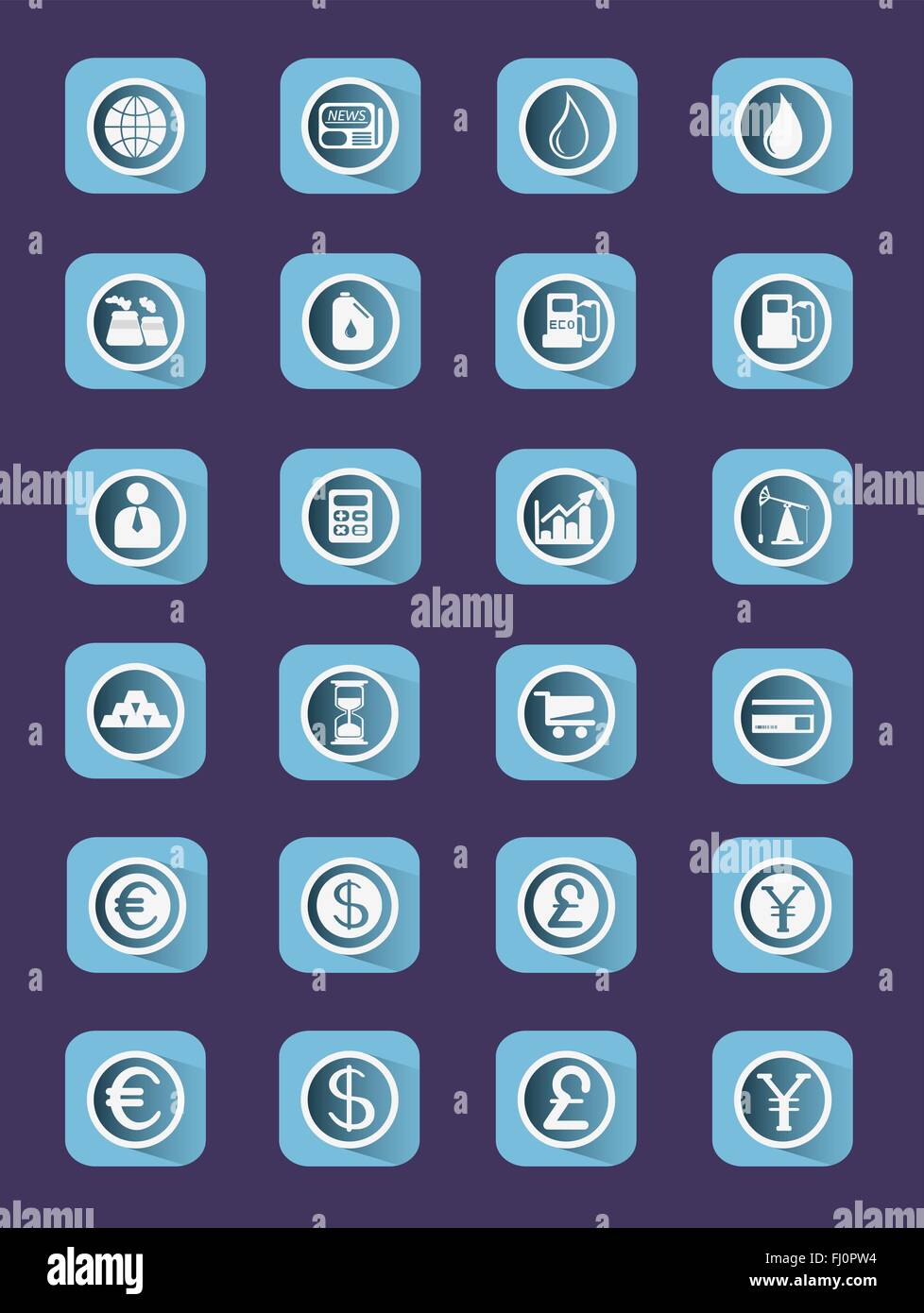 Flat icon set. Buisiness icons. Digital background vector illustration. Stock Vector