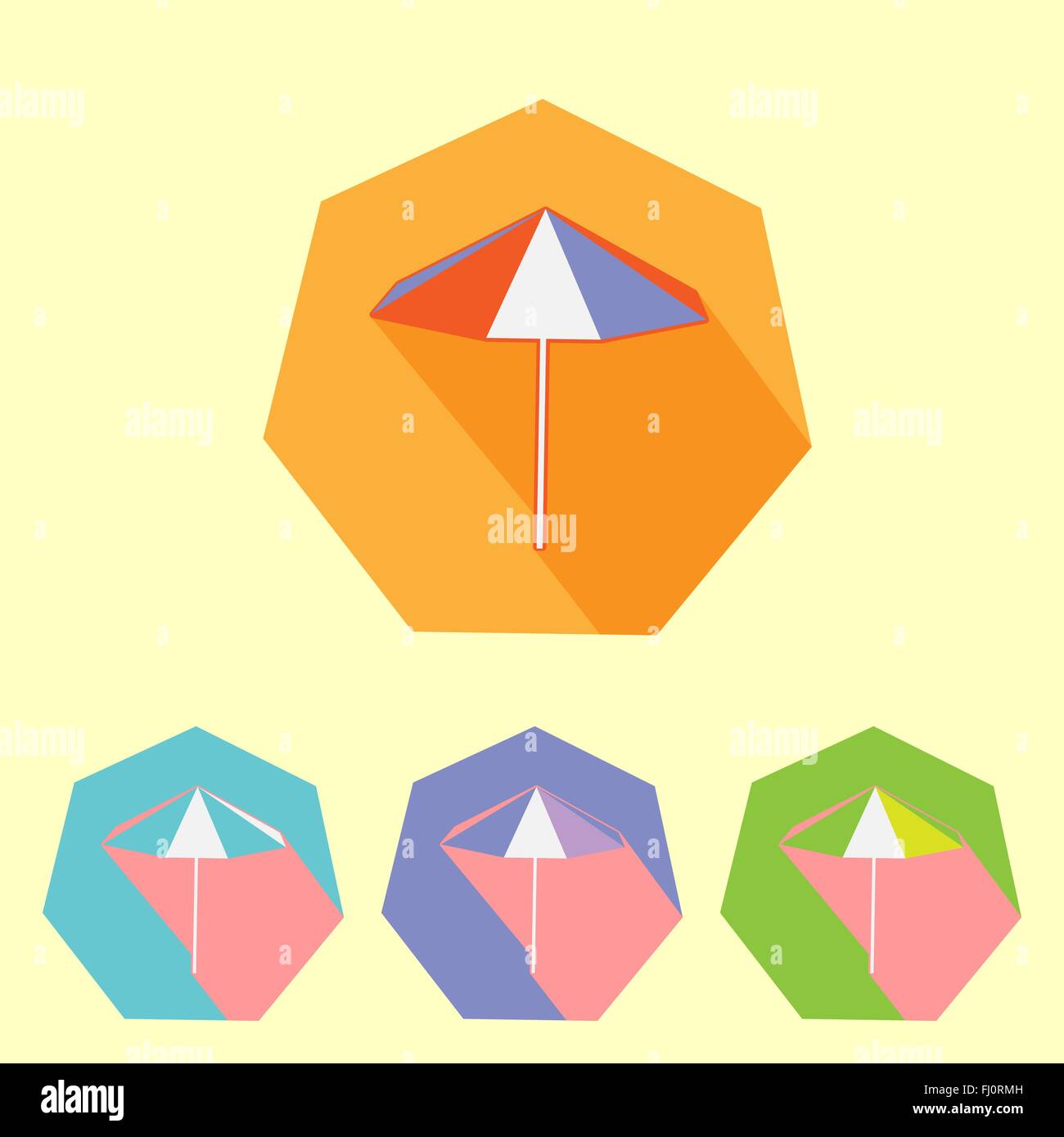 Colorful flat umbrella icon set. Digital background vector illustration ...
