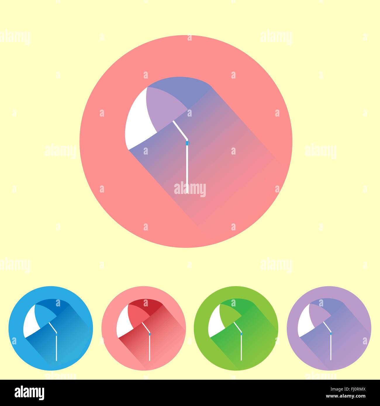 Colorful flat umbrella icon set. Digital background vector illustration ...