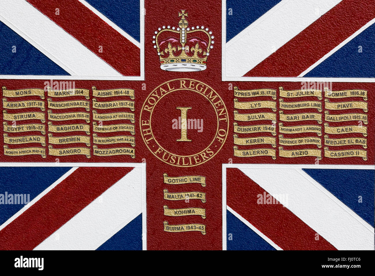 The Royal Regiment of Fusiliers 5th battalion Regimental colours flag. 