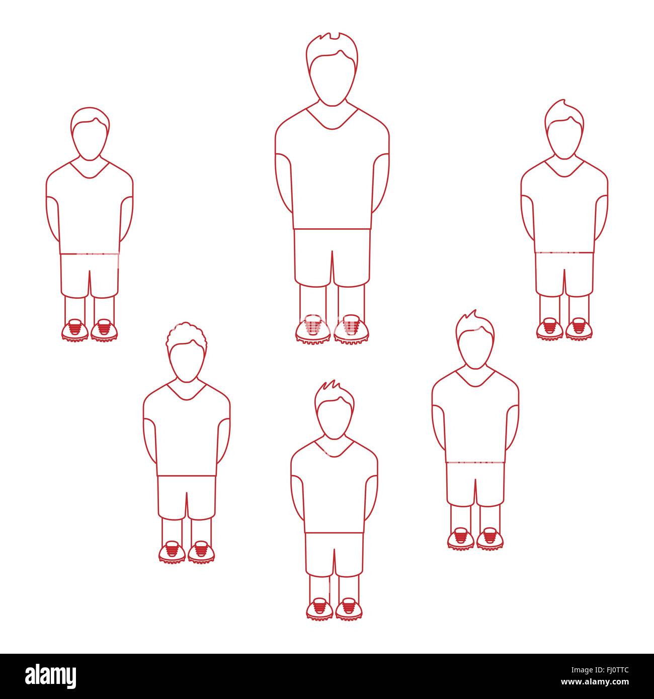 Football Soccer Baseball Volleyball Team. Red Players silhouette. Digital background Vector illustration. Stock Vector