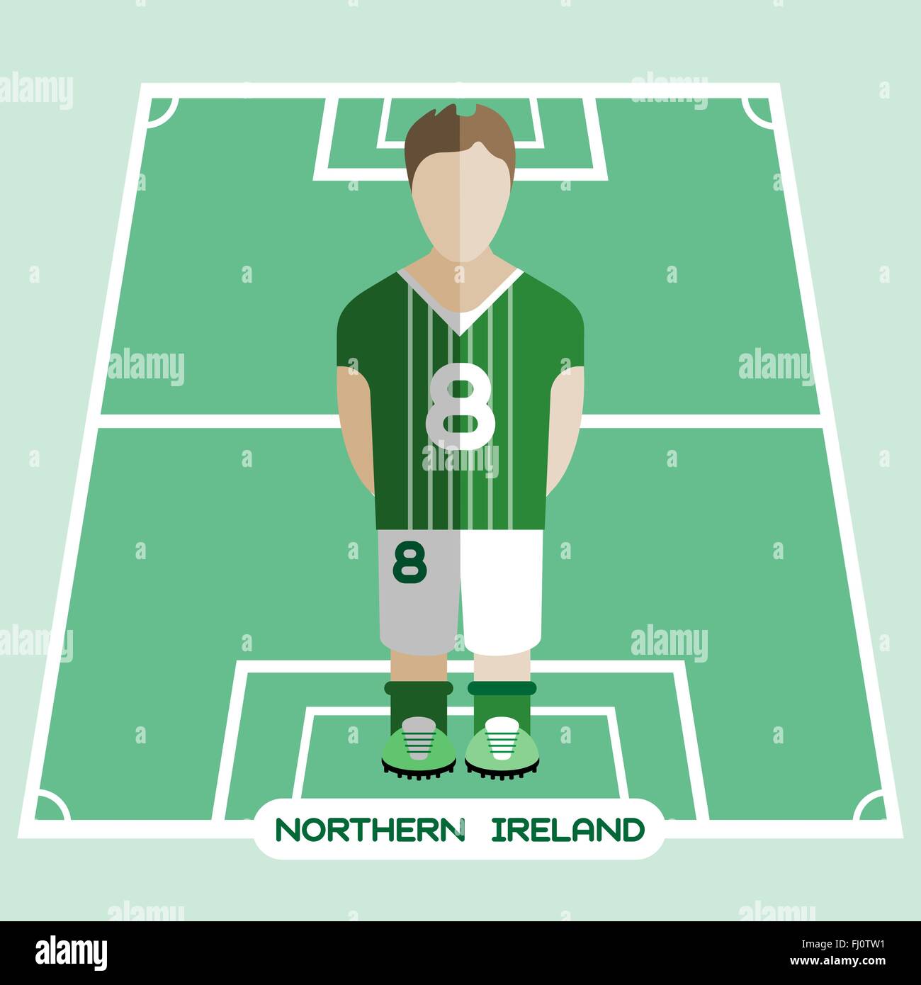 Football Soccer Player silhouette isolated on the play field. Computer game Northern Ireland Football club player. Stock Vector