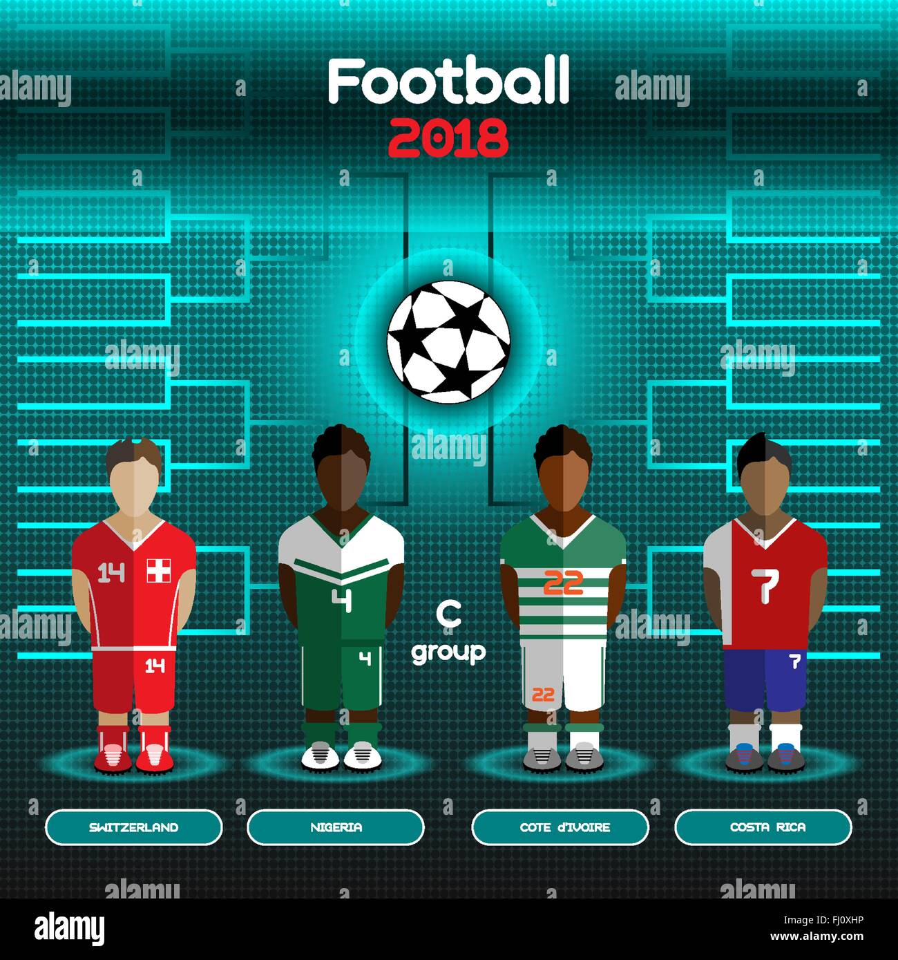 Football Players Scoreboard. Vector digital illustration. Soccer