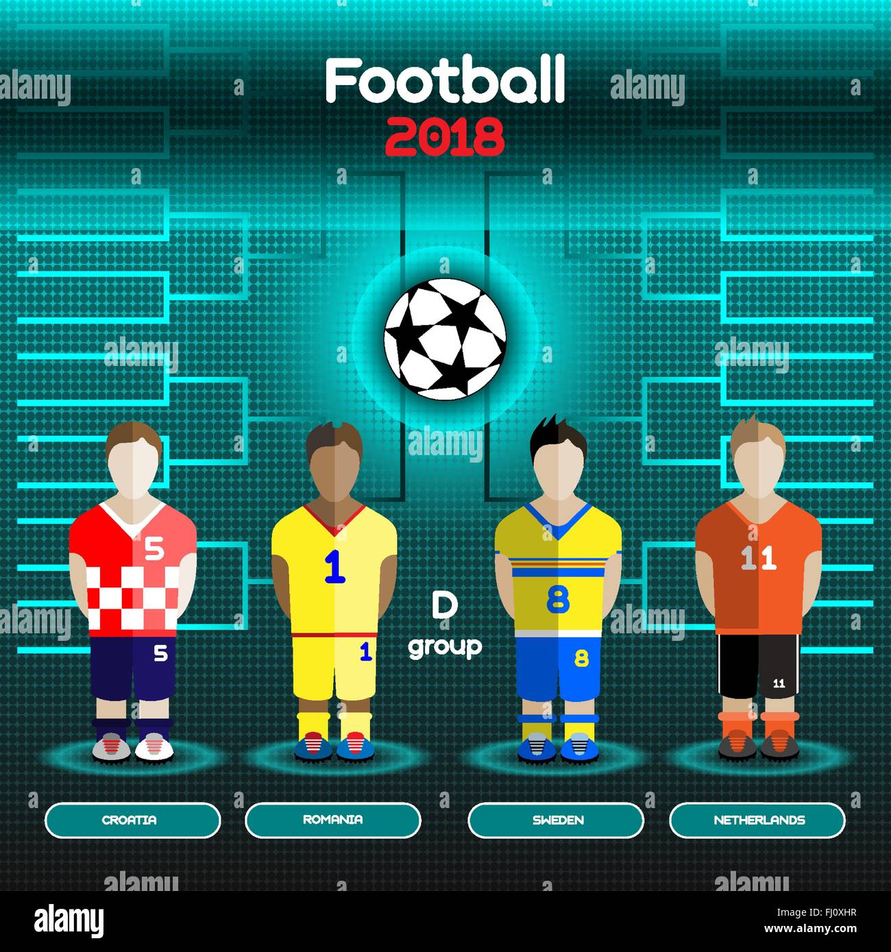 Football Players Scoreboard. Vector digital illustration. Soccer