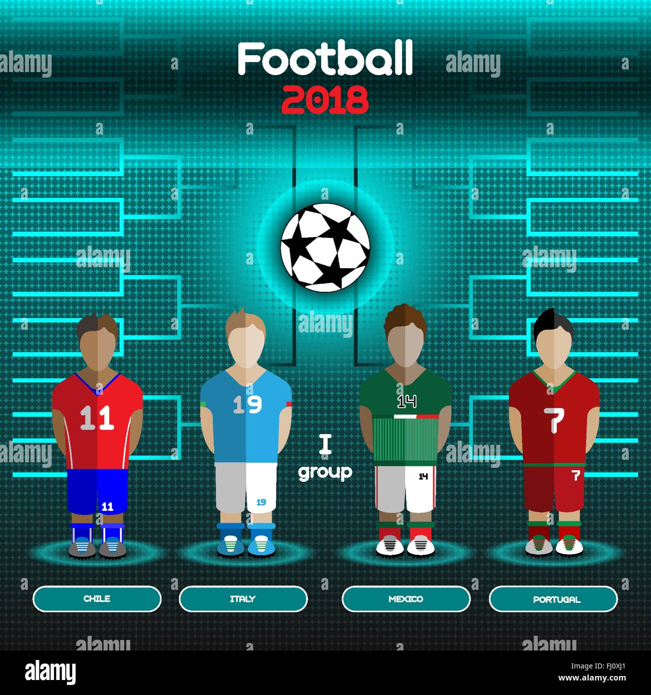 Football Players Scoreboard. Vector digital illustration. Soccer