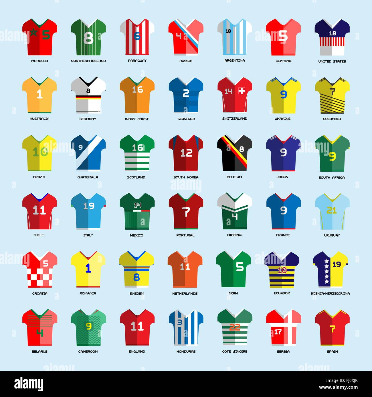 Football Soccer Team Wear. Soccer club tshirt big set. Sports