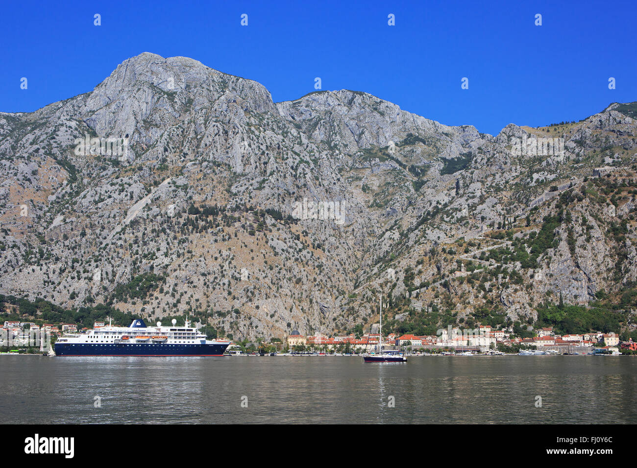 Panoramic view of Kotor, Montenegro Stock Photo