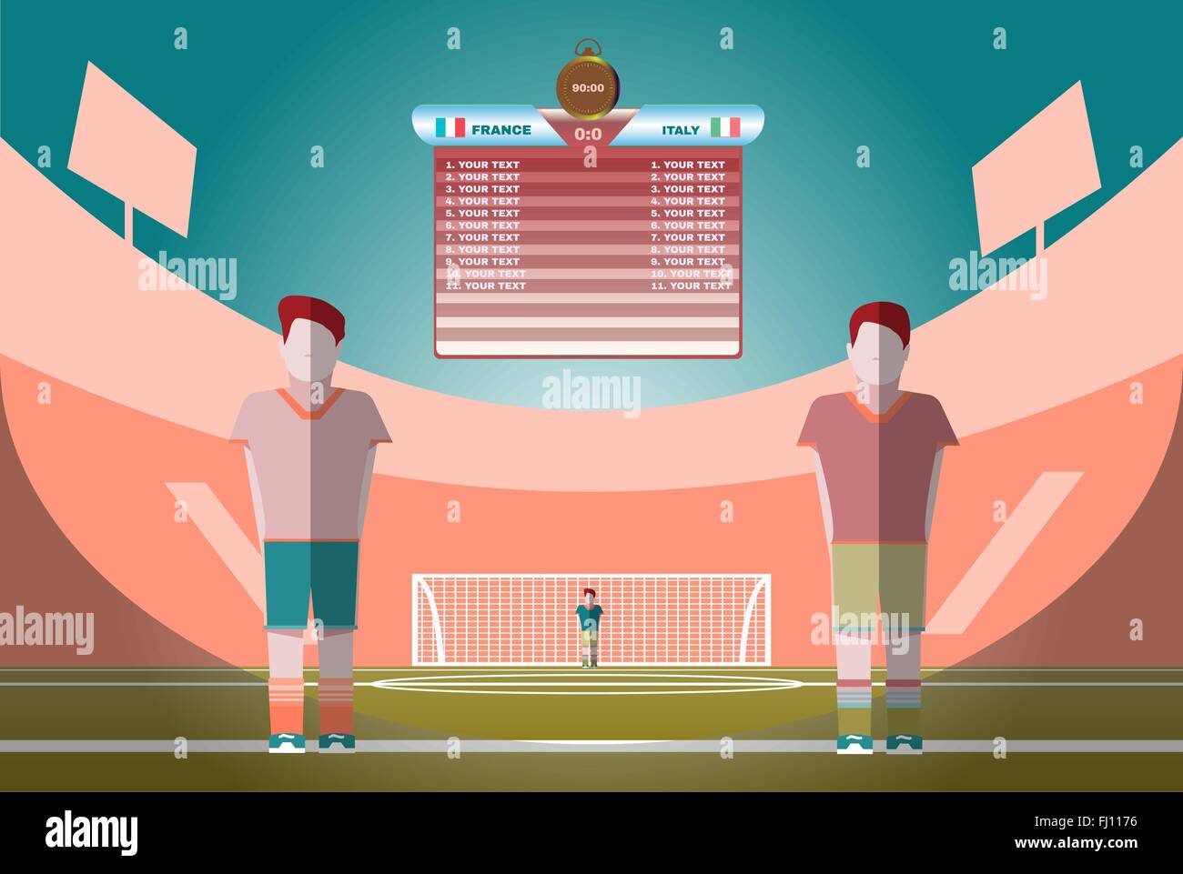 Football Soccer Match Statistics. Scoreboard with players and match