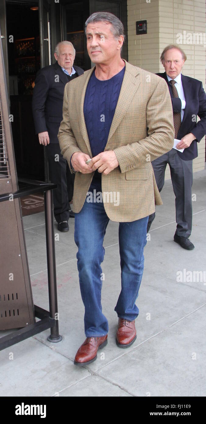 Sylvester Stallone at lunch at the Palm with $100 bills and wearing  crocodile shoes Featuring: Sylvester Stallone Where: Los Angeles,  California, United States When: 27 Jan 2016 Stock Photo - Alamy