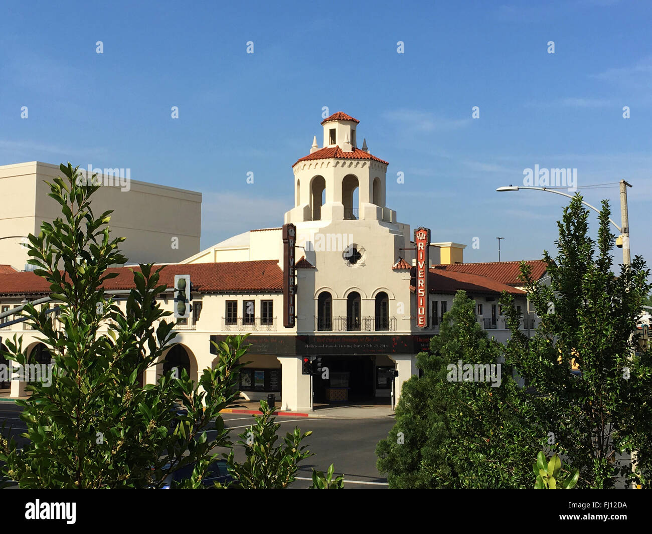 Fox Performing Arts Center in Riverside, California built in 1929 is Spanish Colonial Revival style architecture. Stock Photo