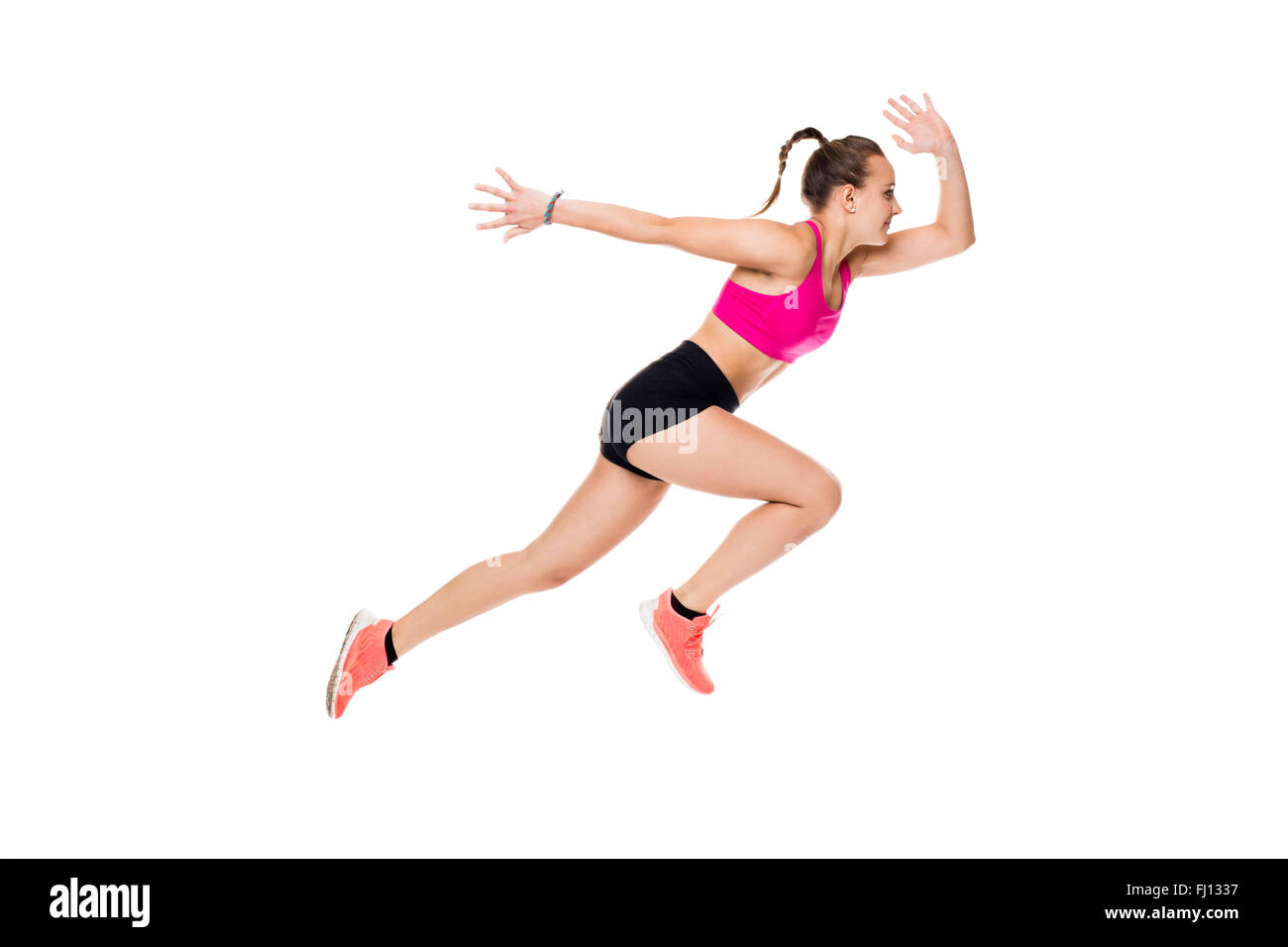 Teenage girl running Stock Photo Alamy