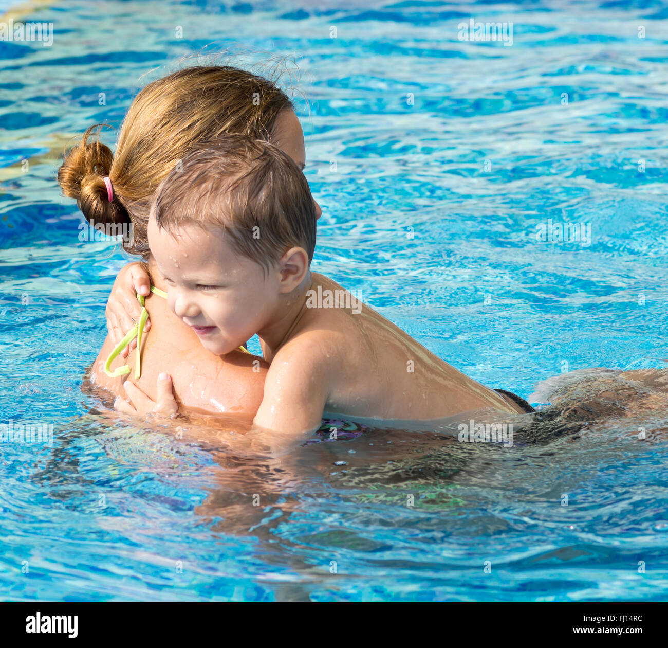 mother and baby swimming